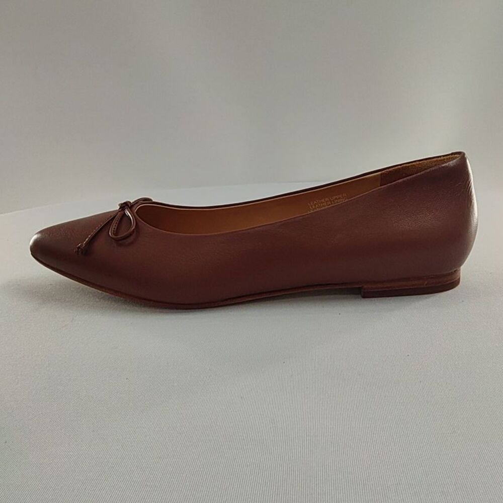 Quince Women Italian Leather Pointed Bow Flat Cognac 11